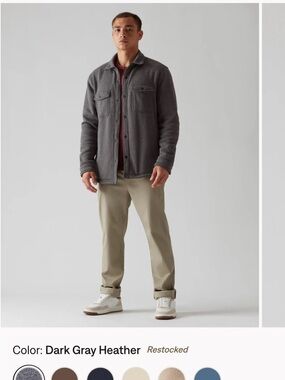 Rhône Men’s Fleece Shacket in Dark Gray, NWT